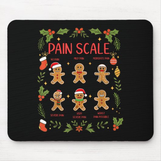 Pain Scale Gingerbread Essment Rn Er Nurse Christm マウスパッド (正面)