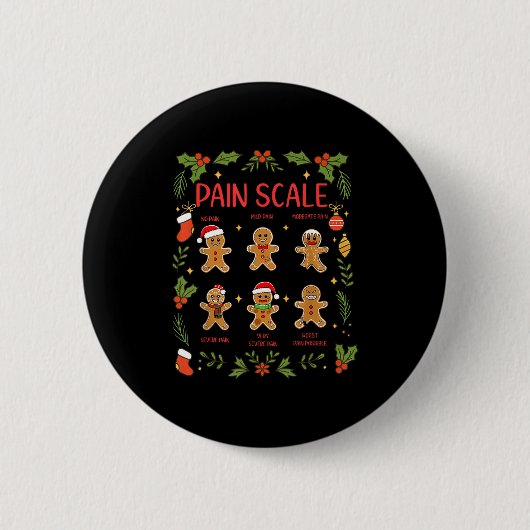 Pain Scale Gingerbread Essment Rn Er Nurse Christm 缶バッジ (正面)