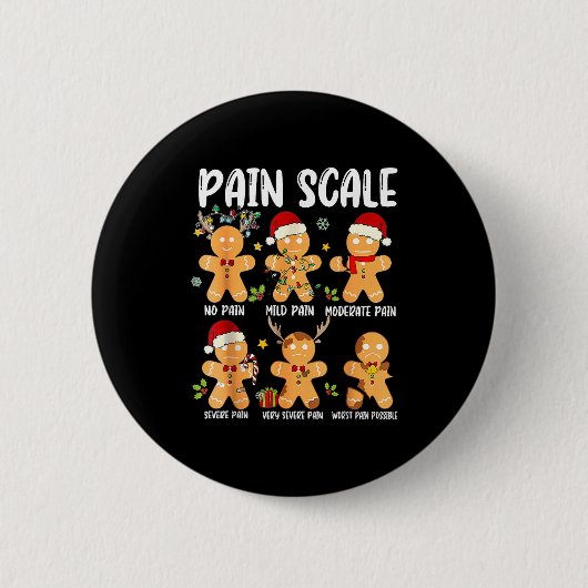 Pain Scale Gingerbread Trauma Nurse Christmas Nurs 缶バッジ (正面)