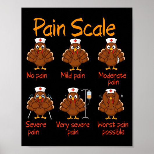 Pain Scale Nurse Turkey Thanksgiving Trauma Funny ポスター (正面)