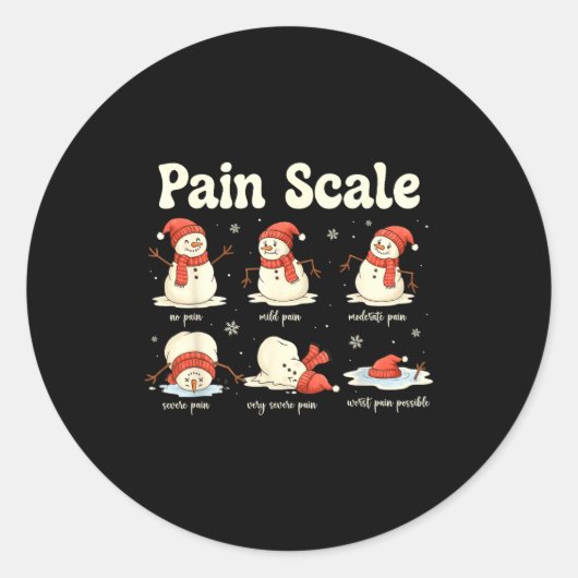 Pain Scale Snowman Funny Nurse Christmas Icu Nurse ラウンドシール (正面)