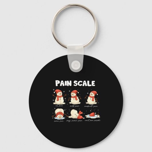 Pain Scale Snowman Nurse Christmas Xmas Snow Pajam キーホルダー (正面)