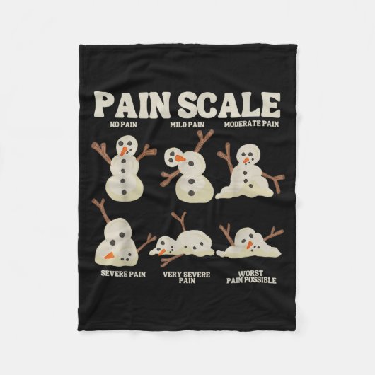 Pain Scale Snowman Nurse Christmas Xmas Snow Pajam フリースブランケット (正面)