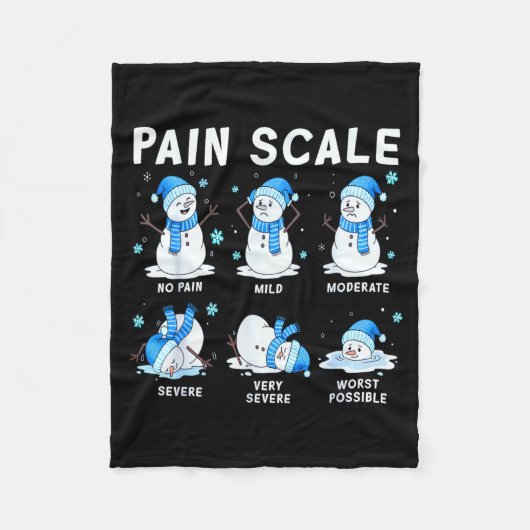 Pain Scale Snowman Nurse Christmas Xmas Snow Pajam フリースブランケット (正面)