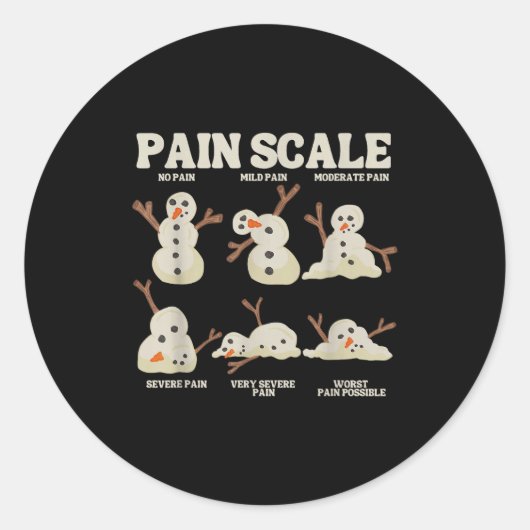 Pain Scale Snowman Nurse Christmas Xmas Snow Pajam ラウンドシール (正面)