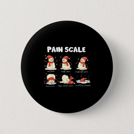Pain Scale Snowman Nurse Christmas Xmas Snow Pajam 缶バッジ (正面)