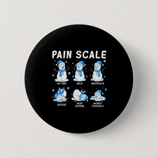Pain Scale Snowman Nurse Christmas Xmas Snow Pajam 缶バッジ (正面)