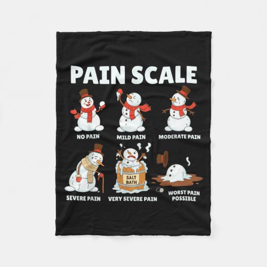 Pain Scale Snowman Xmas Funny Nurse Christmas Icu  フリースブランケット (正面)
