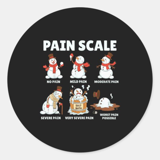 Pain Scale Snowman Xmas Funny Nurse Christmas Icu  ラウンドシール (正面)