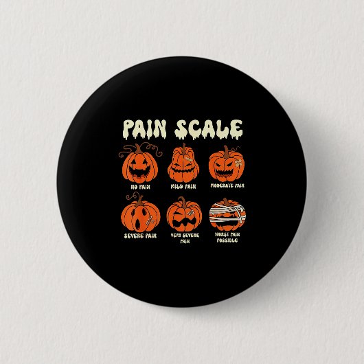 Pain Scale Soky Pumpkin Fall Halloween Trauma Nurs 缶バッジ (正面)