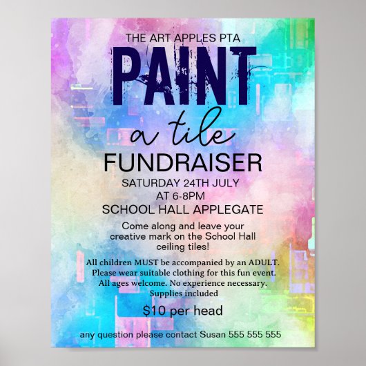 Paint a tile fundraiser PTA PTO ポスター (正面)