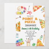 Paint and Pizza theme invite 招待状 (正面/裏面)