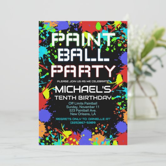 Paint Ball Birthday Party Invitation 招待状 (スタンド正面)