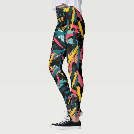  paint brush strokes yoga gym Leggings レギンス (左)