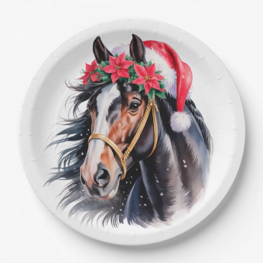 Paint Horse Christmas Paper Plate ペーパープレート (正面)