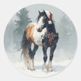  Paint Horse Christmas Sticker ラウンドシール