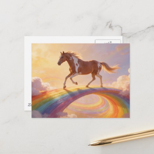 Paint Horse Crosses A Rainbow Bridge ポストカード (正面/裏面インサイチュ)