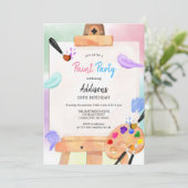 Paint Party Art Birthday Invitation 招待状 (スタンド正面)