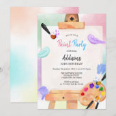 Paint Party Art Birthday Invitation 招待状 (正面/裏面)