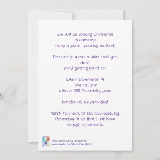 Paint Pouring Party Invitations for Christmas 招待状 (裏面)