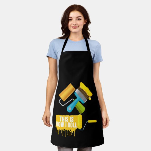 Paint Roller & Brush This is How I Roll エプロン (着用した状態)