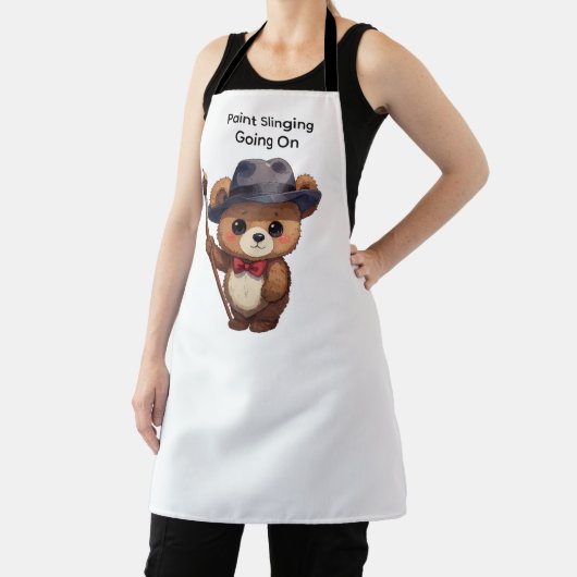 Paint Slinging Going On Cute Teddy Bear Artist エプロン (インサイチュ)
