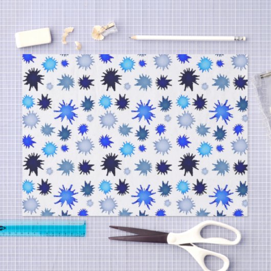 Paint Splash in Blue Pattern 薄葉紙 (クラフト)