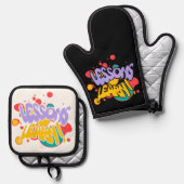  PAINT SPLASH LESSONS LEARN OVEN MITT & POT HOLDER 鍋つかみ&鍋敷きセット (正面/裏面)