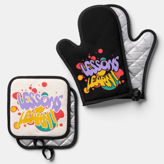 PAINT SPLASH LESSONS LEARN OVEN MITT & POT HOLDER 鍋つかみ&鍋敷きセット (正面/裏面)