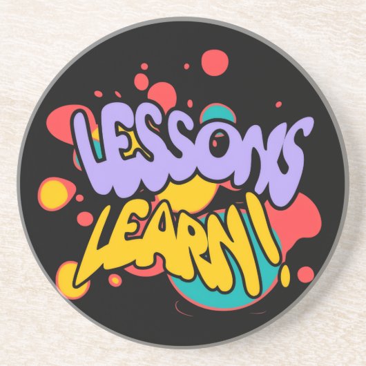 PAINT SPLASH LESSONS LEARN ROUND SANDSTONE COASTER コースター (正面)