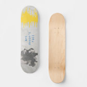 Paint splatter art design. Black and yellow combin スケートボード (正面)