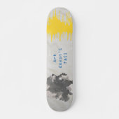 Paint splatter art design. Black and yellow combin スケートボード (正面)