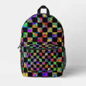 Paint Splatter Checker Board Pattern  プリントバックパック (正面)
