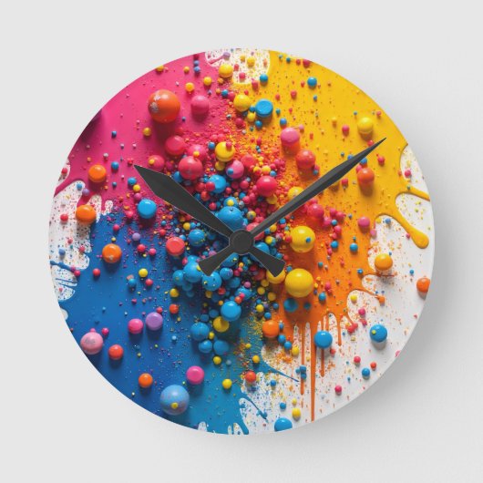 Paint Splatter Clock ラウンド壁時計 (正面)