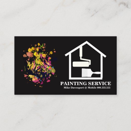 Paint Splatter Home Brush House Painting 名刺 (正面)