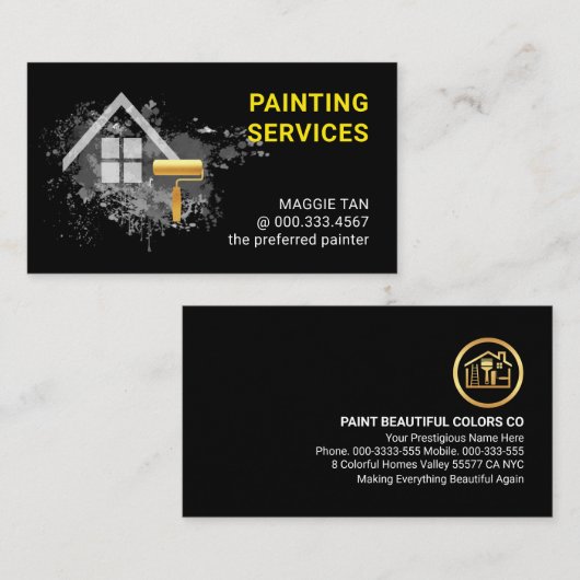 Paint Splatter Home Painting Service 名刺 (正面/裏面)