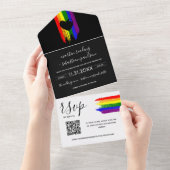 Paint Strokes Pride Flag & Black Heart QR RSVP オールインワン招待状 (貼ってはがせる)