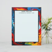 Paint Swirls in Sunset Colors Stationery Paper (スタンド正面)