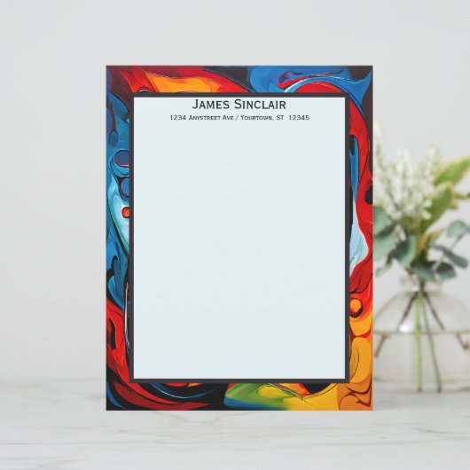 Paint Swirls in Sunset Colors Stationery Paper (スタンド正面)