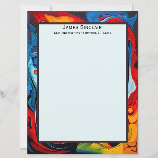Paint Swirls in Sunset Colors Stationery Paper (正面)