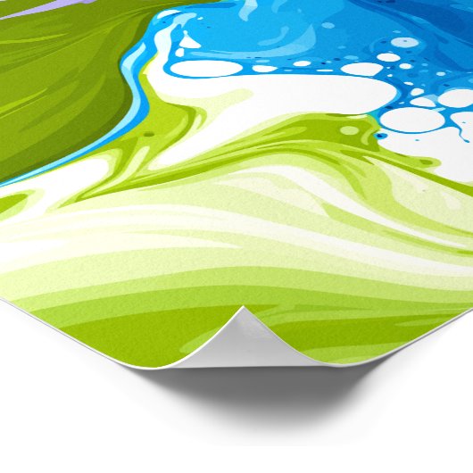 Paint Waves Forming Fluid Abstract Shapes ポスター (角)
