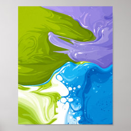 Paint Waves Forming Fluid Abstract Shapes ポスター