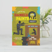 Paintball Birthday Invite Boys Paint Any Age Party 招待状 (スタンド正面)