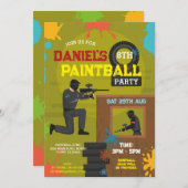Paintball Birthday Invite Boys Paint Any Age Party 招待状 (正面/裏面)