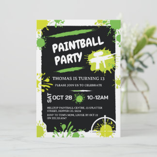 Paintball Birthday Party 招待状