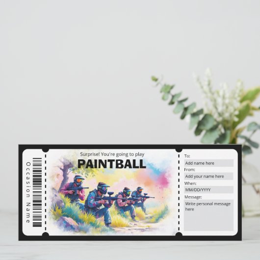 Paintball Gift Certificate 招待状 (スタンド正面)