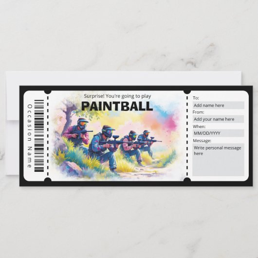 Paintball Gift Certificate 招待状 (正面)