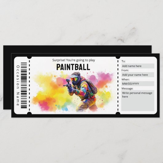 Paintball Ticket 招待状 (正面/裏面)