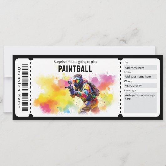 Paintball Ticket 招待状 (正面)