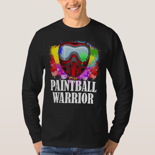 Paintball Warrior Mask Squad Paintballer Air Gun S Tシャツ (正面)